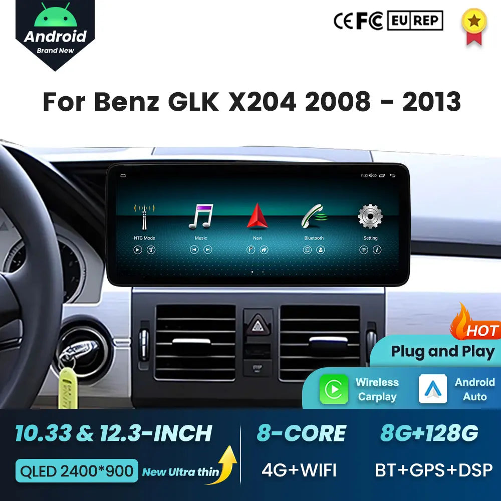 for Mercedes Benz GLK X204 2008 - 2013 Android 16 BT Wireless Carplay Autoradio DSP Stereo | AUTOKITSHOP