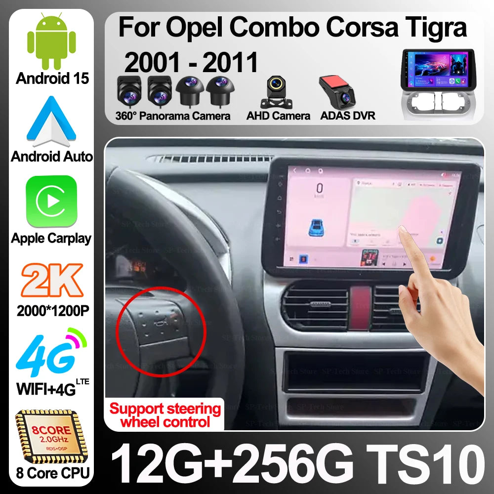 Android 16 For Opel Combo Corsa Tigra 2001 - 2011 Car Radio Multimedia Player Carplay Auto | AUTOKITSHOP