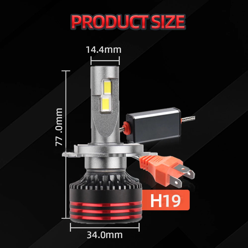H19 Led Headlight 30000LM High Bright Car Lamps Alta Potencia CANBUS Bulb 6000K White 12V