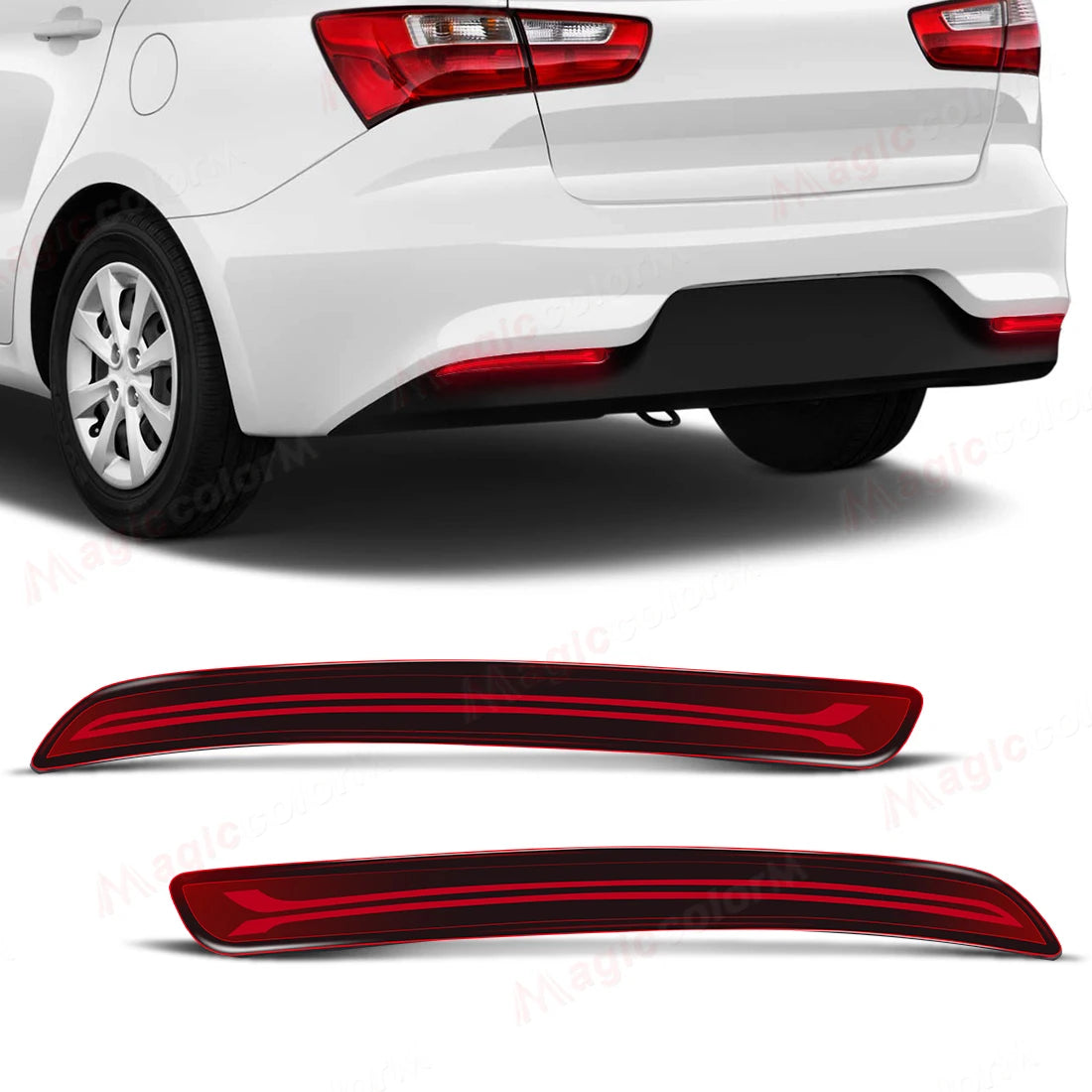 For Kia RIO 2012 2013 2014 2015 LED Rear Bumper Reflector Lights Driving Car Running Brake | AUTOKITSHOP