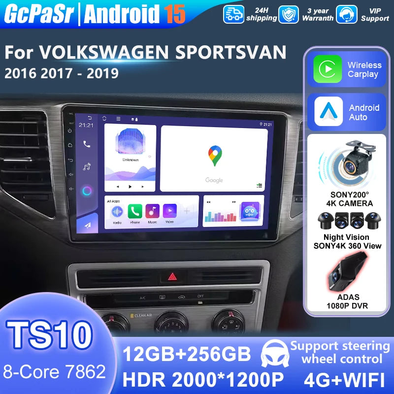 Stereo radio CarPlay For VOLKSWAGEN VW SPORTSVAN 2016 2017 2018 2019 Android Car Radio Mul