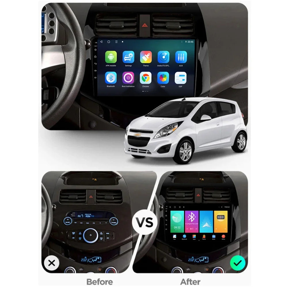 Car Radio Android 16 For Chevrolet Spark Beat Matiz Creative M300 2009-2016 Carplay Auto W