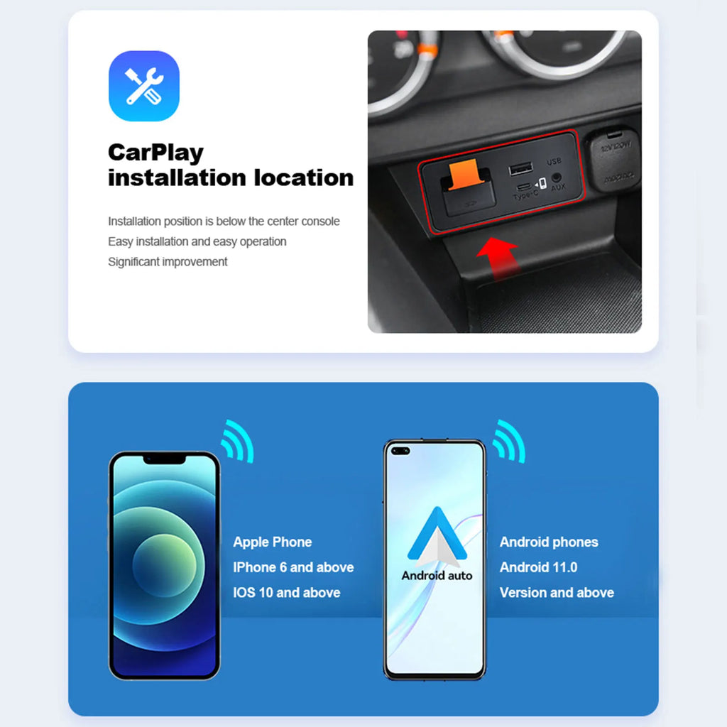 Type-c Fast Charging Carplay Android AUTO Wireless Connected Watch YouTube Netflix Videos