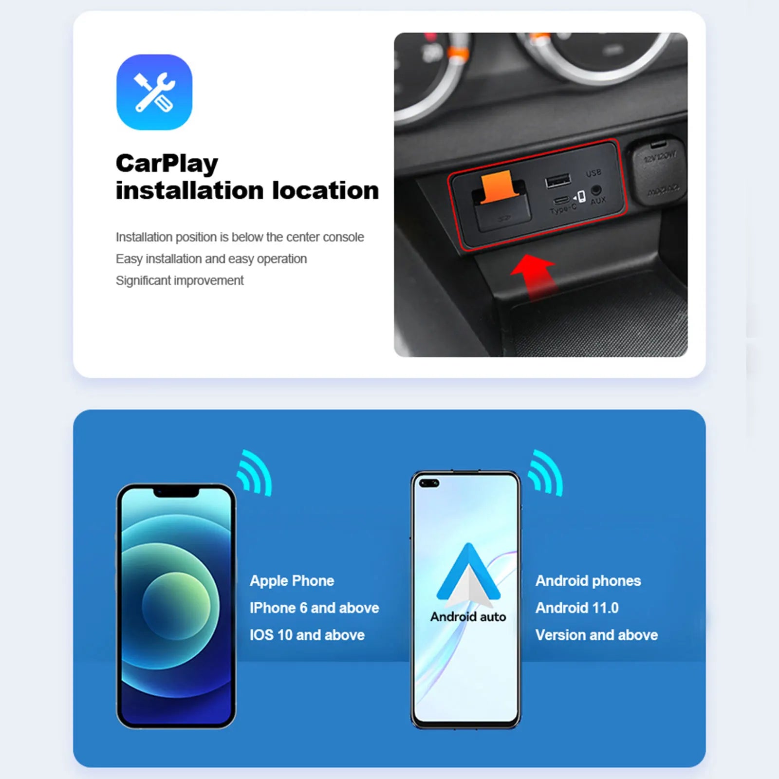 Type-c Fast Charging Carplay Android AUTO Wireless Connected Watch YouTube Netflix Videos