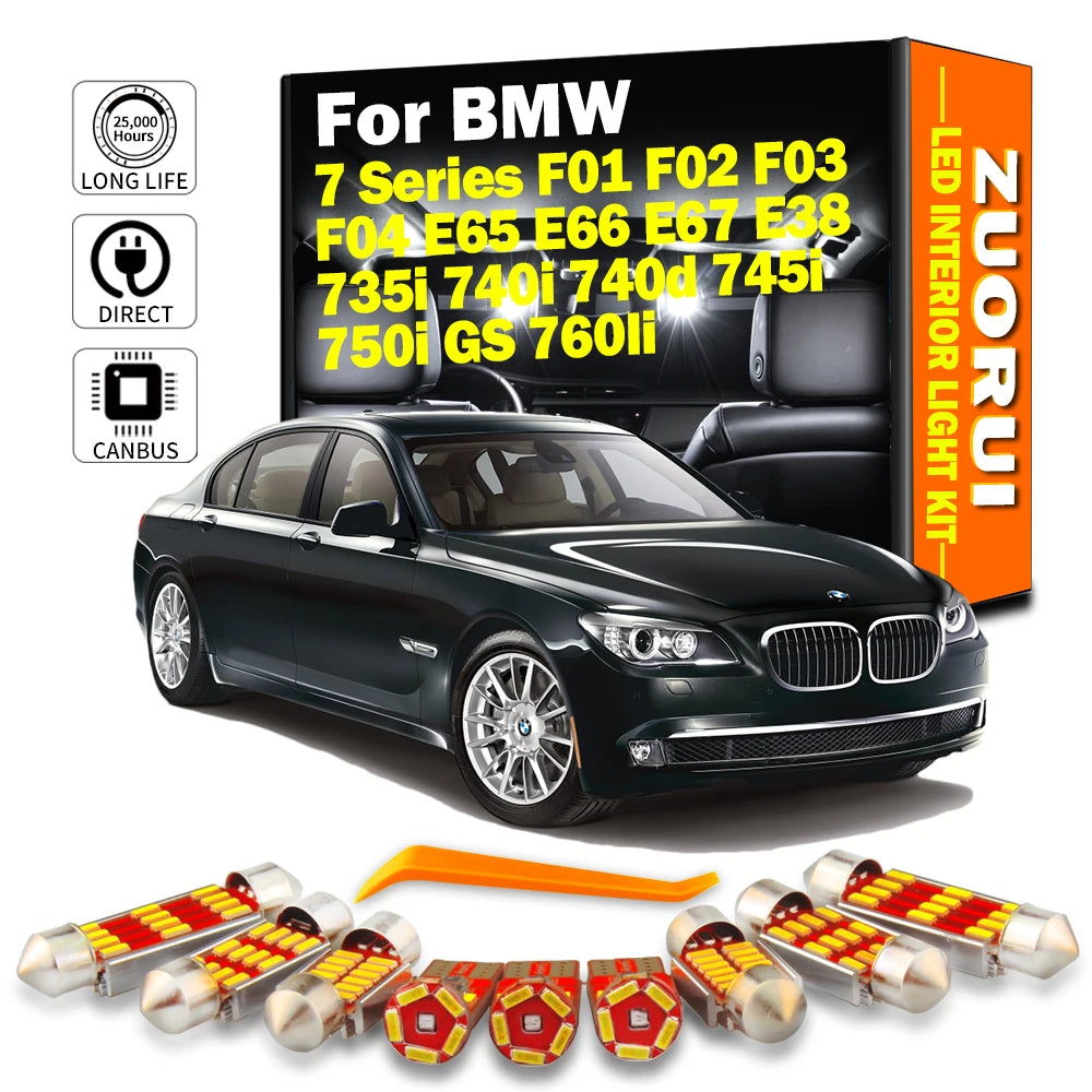 LED Interior Light Kit for BMW 7 Series F01 F02 F03 F04 E65 E66 E67 E38 735i 740i 740d 745i 750i GS 760li Sun Visor B...