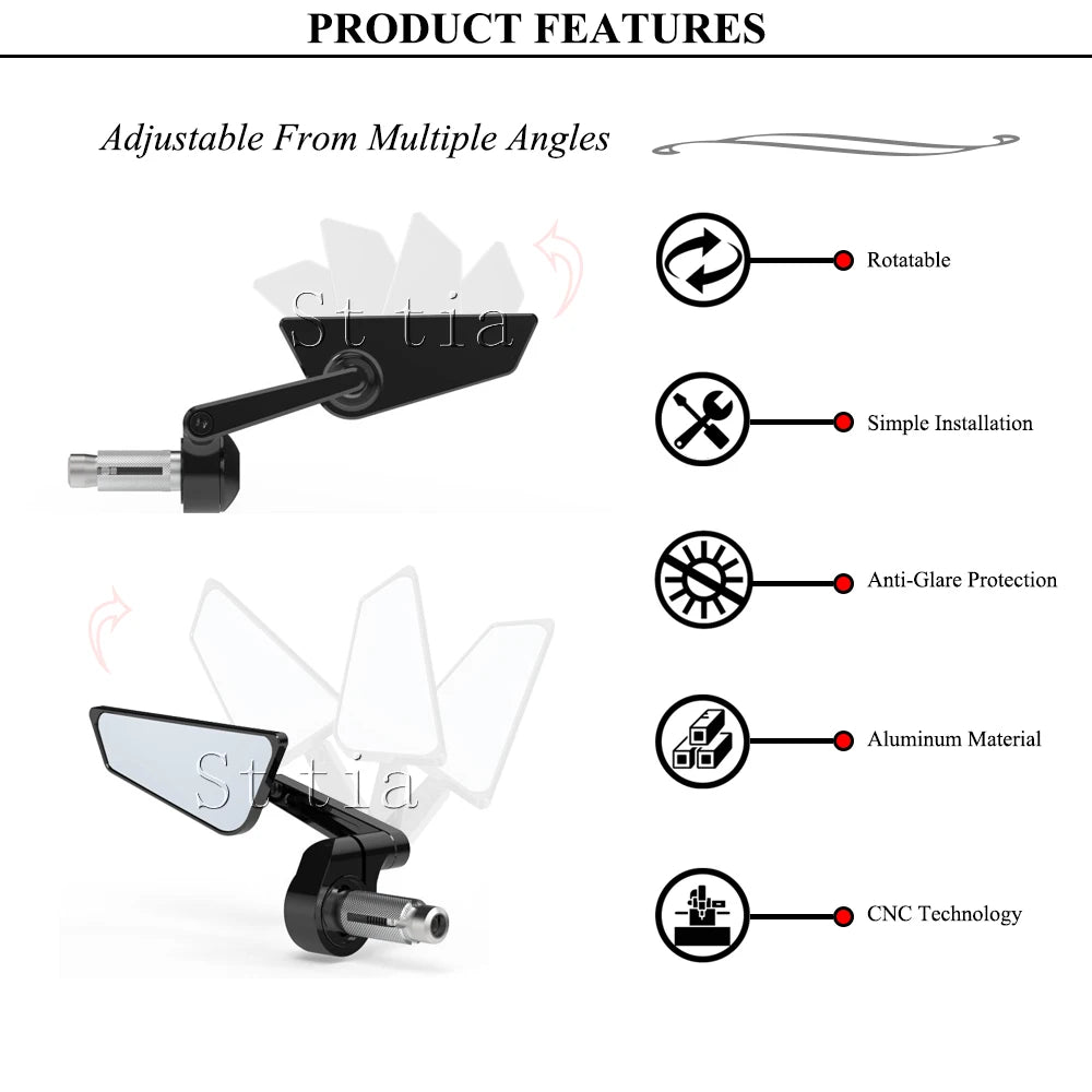 Motorcycle Side Anti-Glare Rearview Mirror HYPERMOTARD 950 SP RVE Handle Bar End Mirrors For Duc - Automotive LED Light