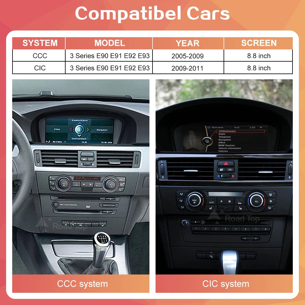 Wireless Carplay Screen For BMW 3 Series E90 E91 E92 E93 5 Series E60 E61 CCC CIC Car Mult | AUTOKITSHOP