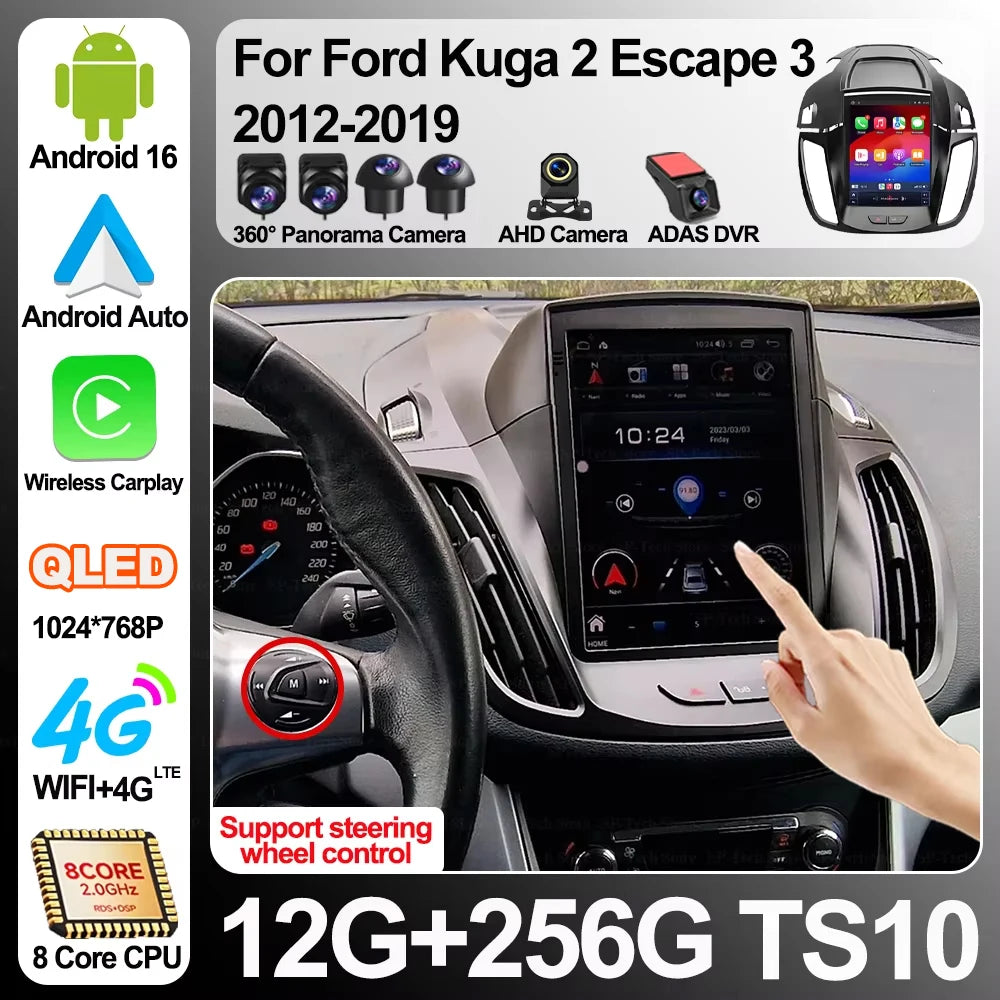 9.7 Inch Android 16 For Ford Kuga 2 Escape 3 2012-2019 Wireless Carplay Car Radio Stereo M | AUTOKITSHOP