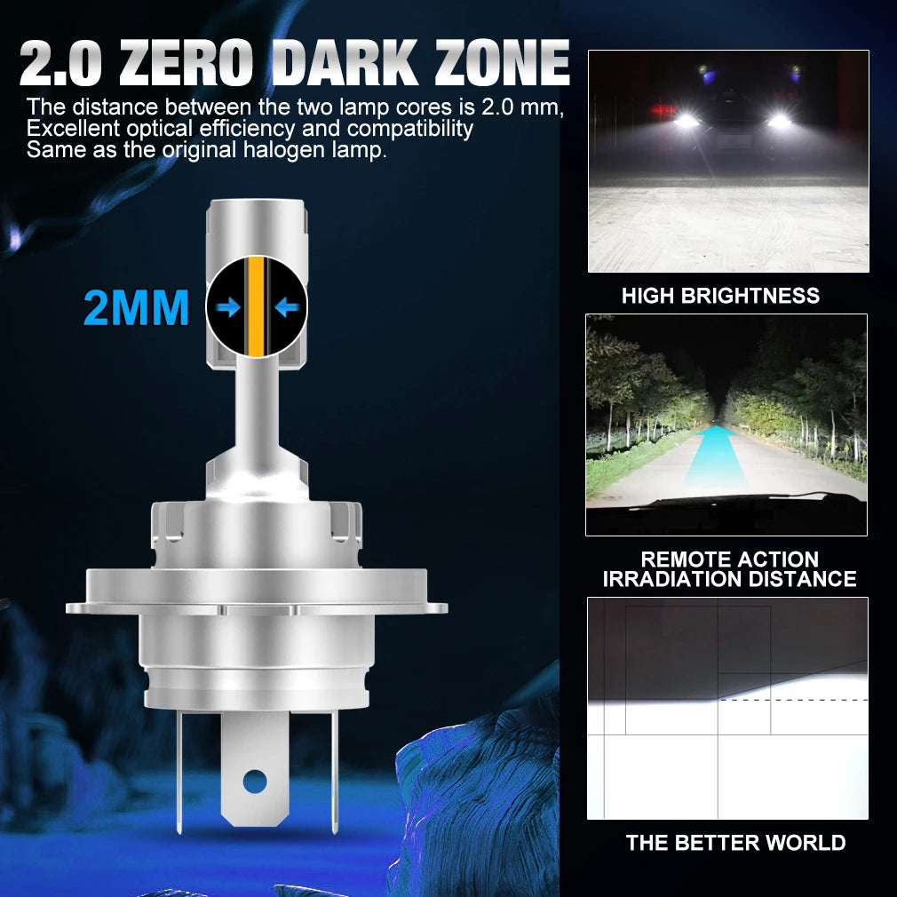 20000LM Canbus H4 LED Headlight Bulbs 9003 HB2 lampada 80W High Low Beam Car Light Turbo F