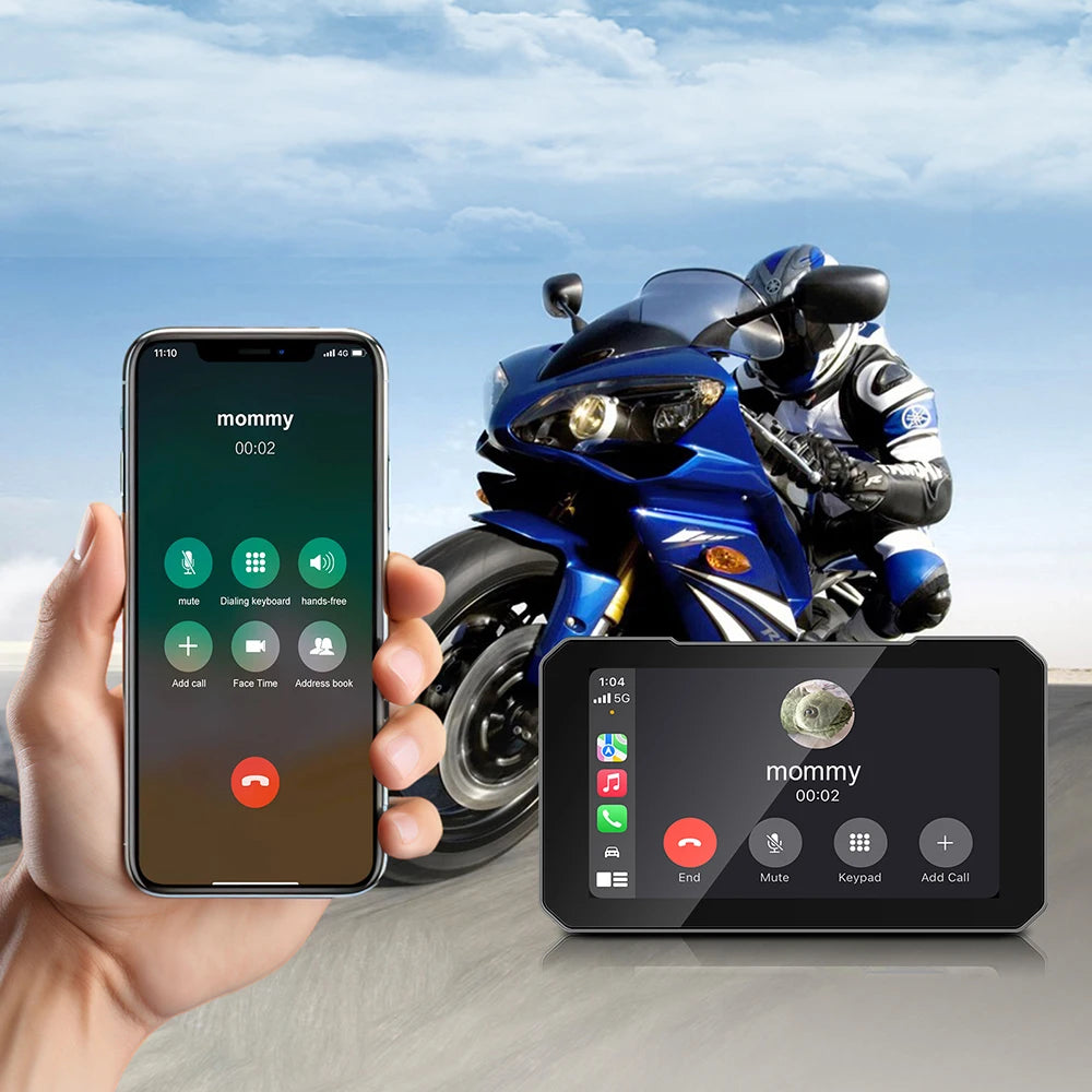 5inch Motorcycle Screen Moto DVR GPS Navigation Wireless Carplay Android Auto IP67 Waterpr