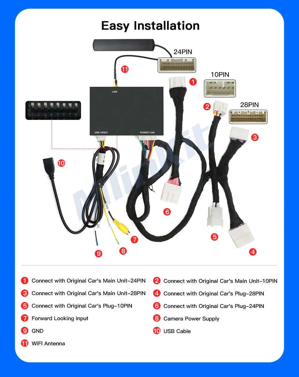 Wireless Carplay Android Auto For TOYOTA CHR Corolla Camry Auris prius RAV4 Avensis Highla