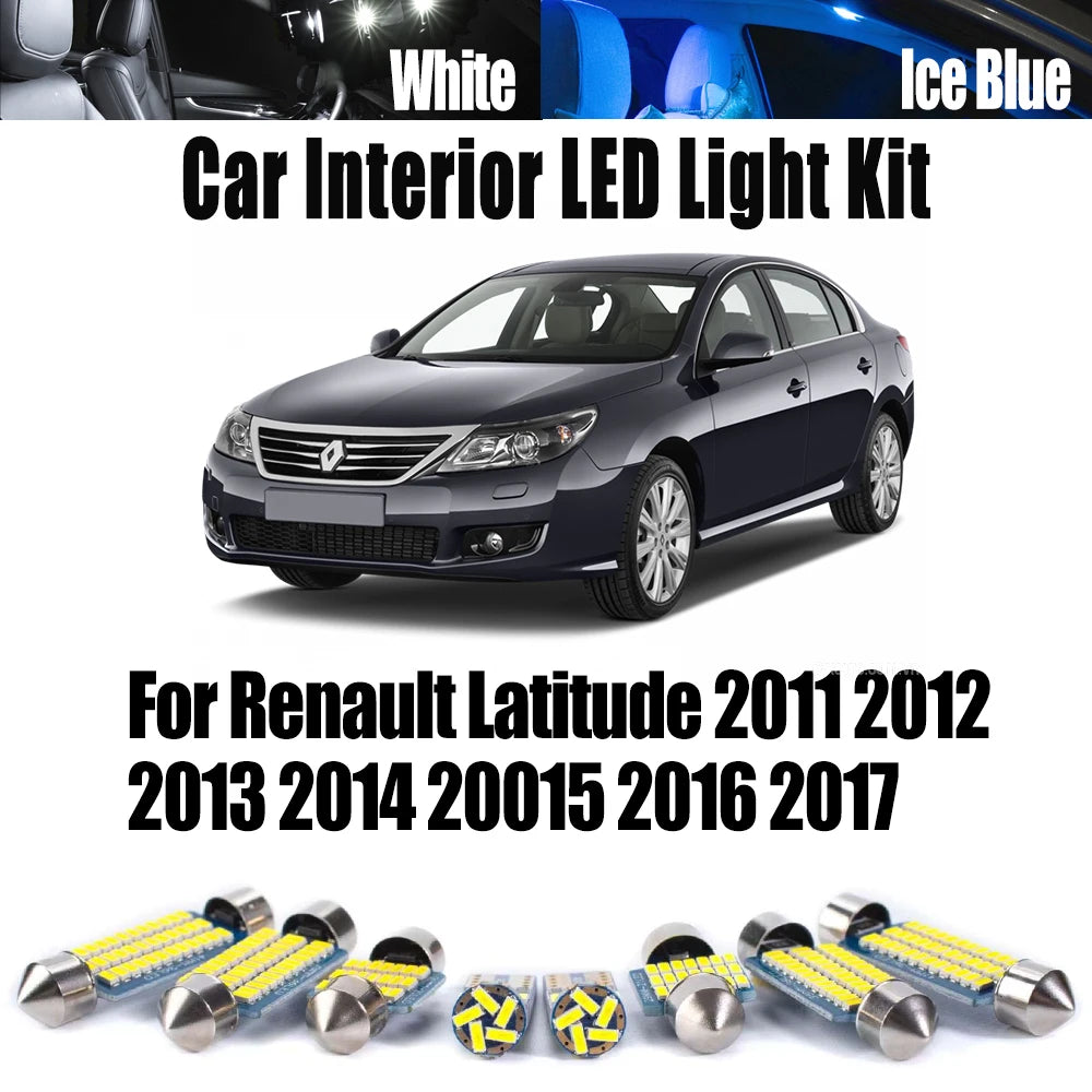 21-Piece LED Interior Light Kit for Renault Latitude 2011- 2001 - Canbus Dome Map Door Trunk Bulbs | AUTOKITSHOP