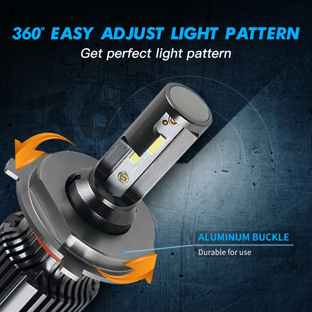 BEVINSEE Ampoule LED H4 H7 H11 50W 6000LM H1 H3 LED Bulb 9004 9007 9008 Hi/Low Beam 9005 H