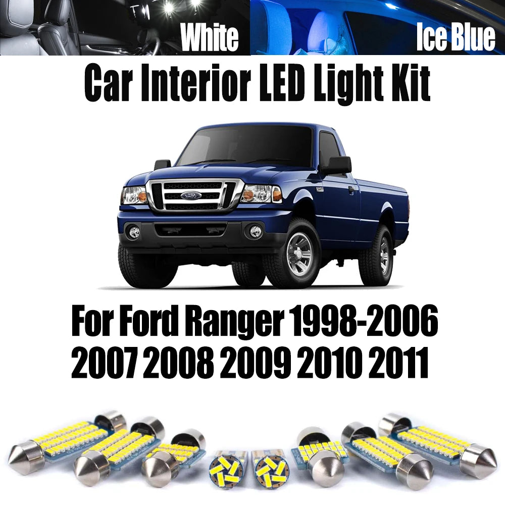 10-Piece LED Interior Light Kit for Ford Ranger 1998- 2010 - Canbus Dome Map Door Trunk Bulbs | AUTOKITSHOP