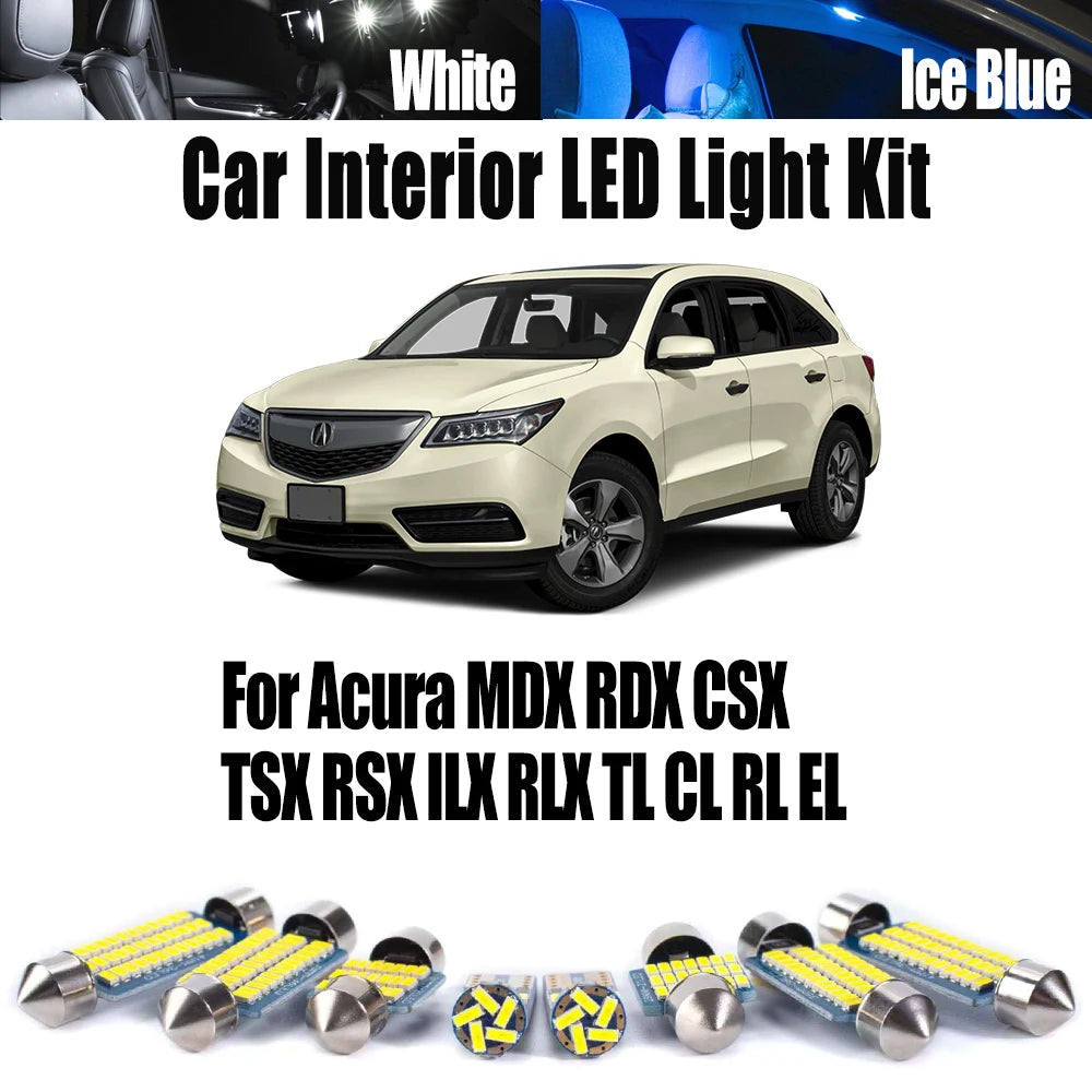 LED Interior Light Kit for Acura MDX RDX CSX TSX RSX ILX RLX TL CL RL EL Reading Bulbs LED Interior Map Dome Light Ki...