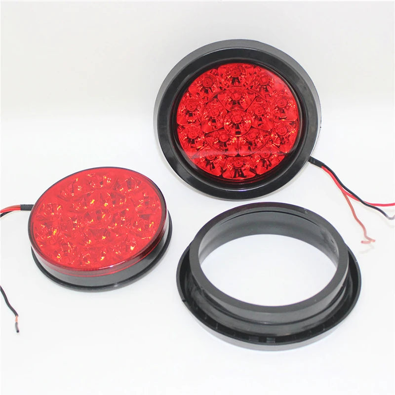 1 Pair 12/24V Round Reverse Brake Turn Signal Rear Tail Light 16 LED for Car Truck Trailer