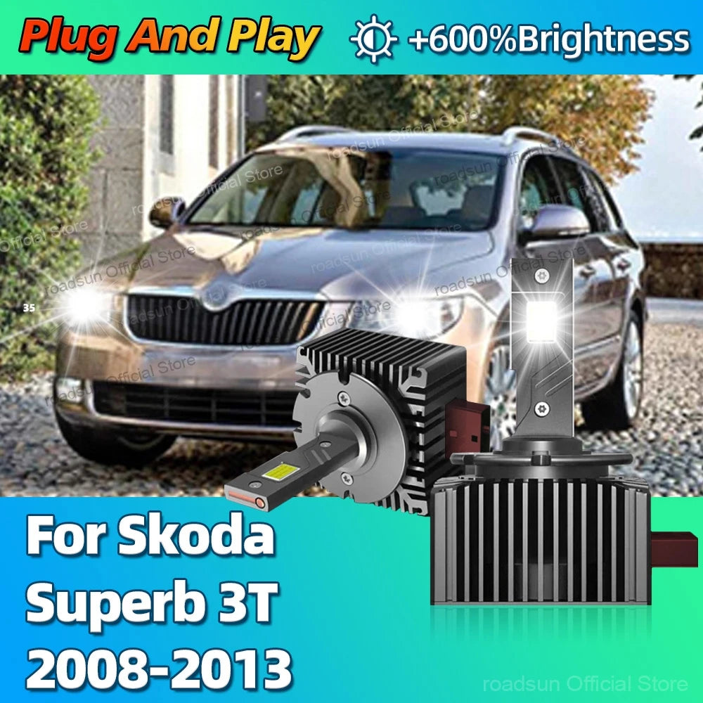 LED Headlight HID D1S Bulbs Canbus Car Light 30000LM Bright For Skoda Superb 3T 2008 2009