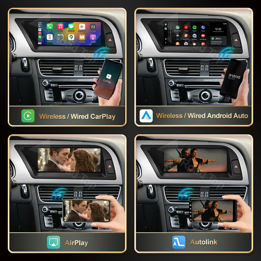 CN RoadTop 12.3 inch Wireless CarPlay Multimedia Linux Screen Android Auto For Audi A4 200