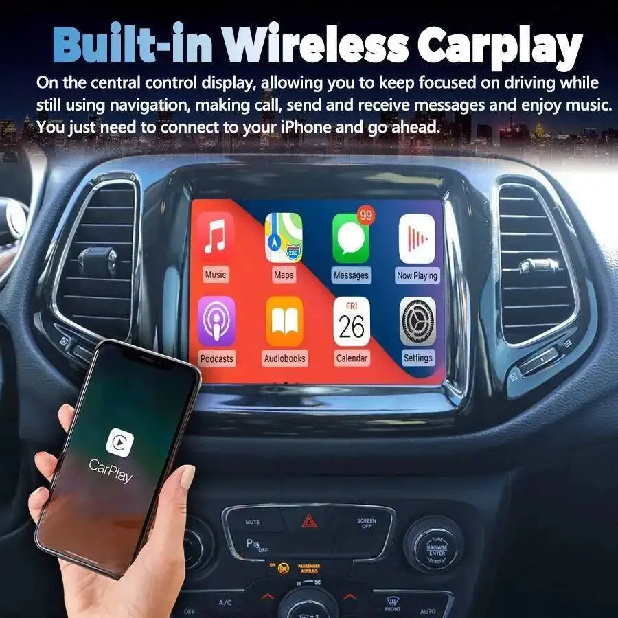 8.4inch Car Radio Multimedia Video Player Qled Screen For Jeep Compass 2017 2018 2019 GPS