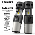 BEVINSEE BA20D H6 LED Motorcycle Light Bulb High&Low Beam Halogen Size 50W Headlamp For Mo