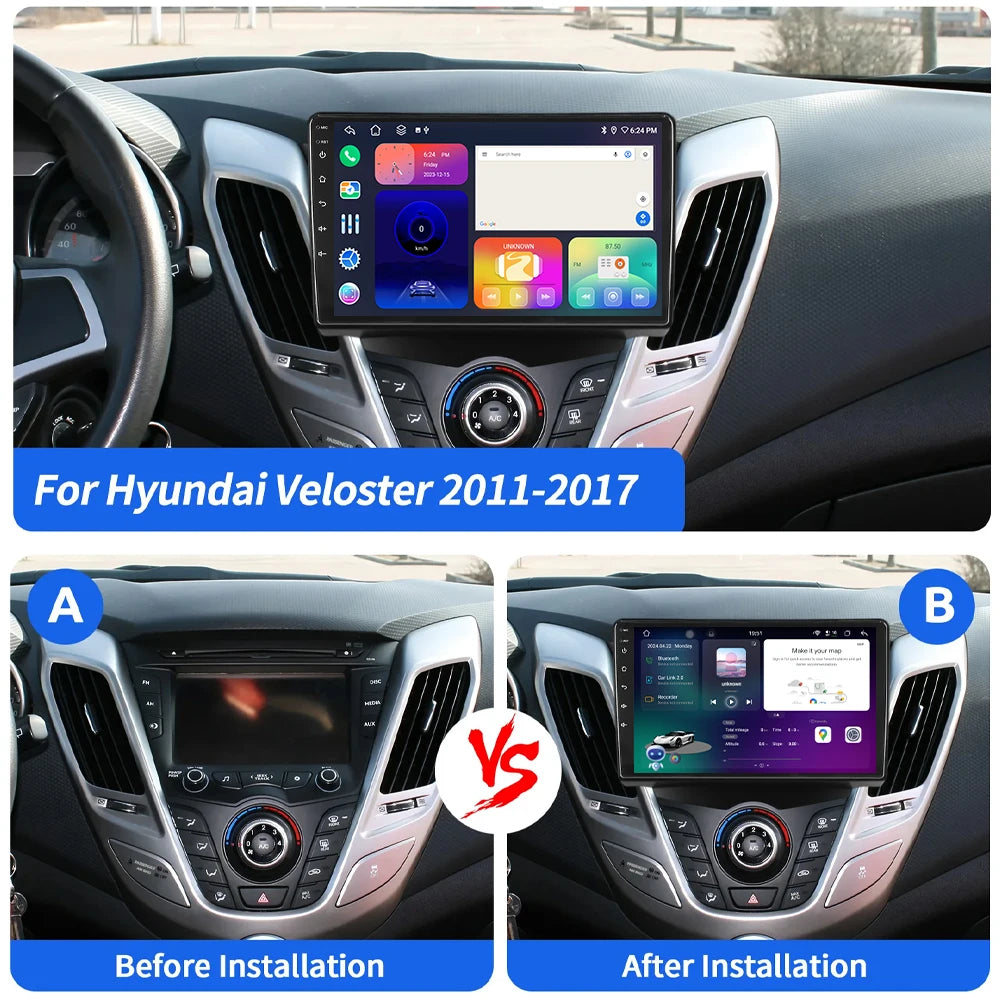 9 Inch Android 16 Auto Car Radio For Hyundai Veloster FS 2011-2017 Multimedia Video Player