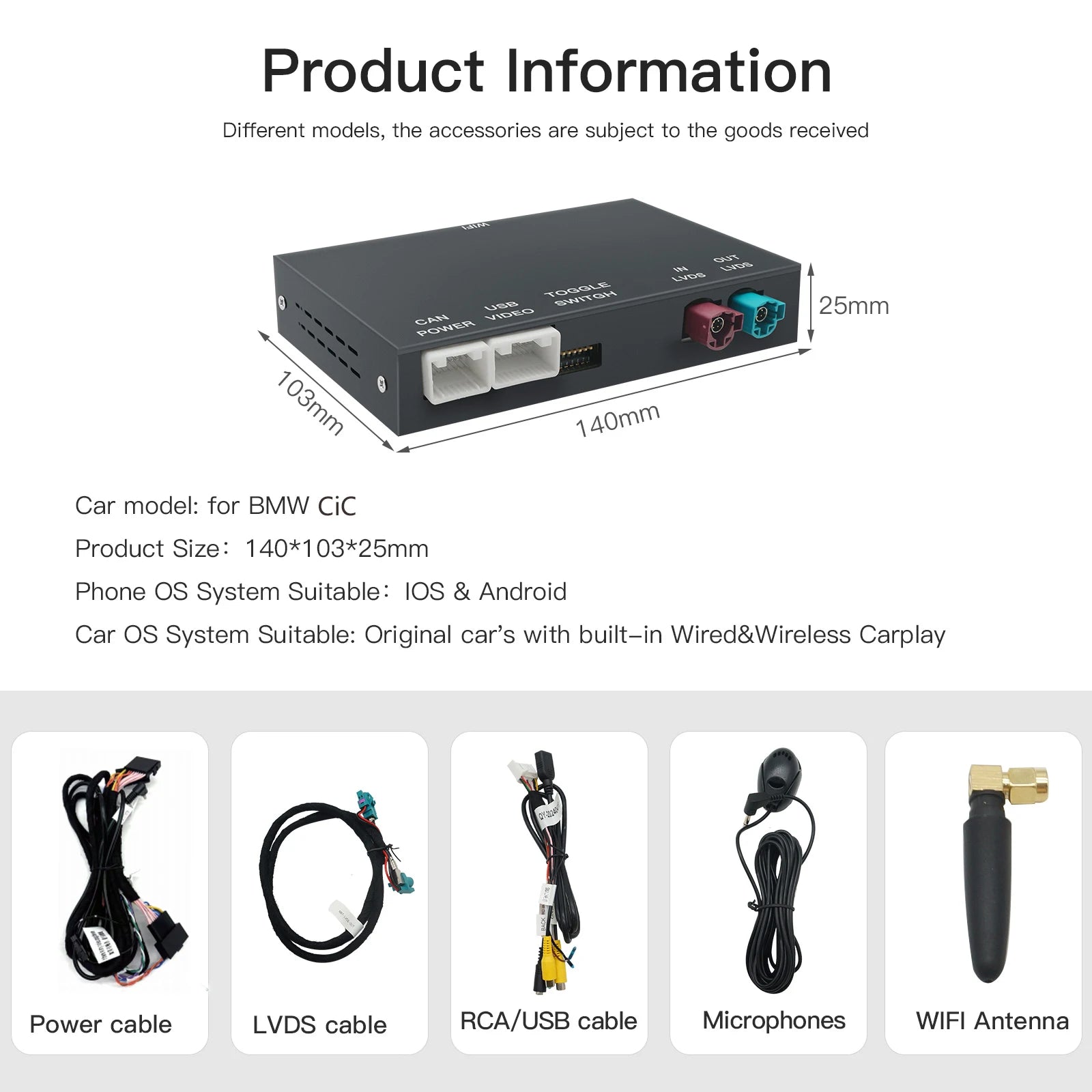 Wireless carplay Android AUTO for BMW 3 5 7 X1 X3 X4 X5 X6 CIC system E60 F10 F11 F07 F01  | AUTOKITSHOP
