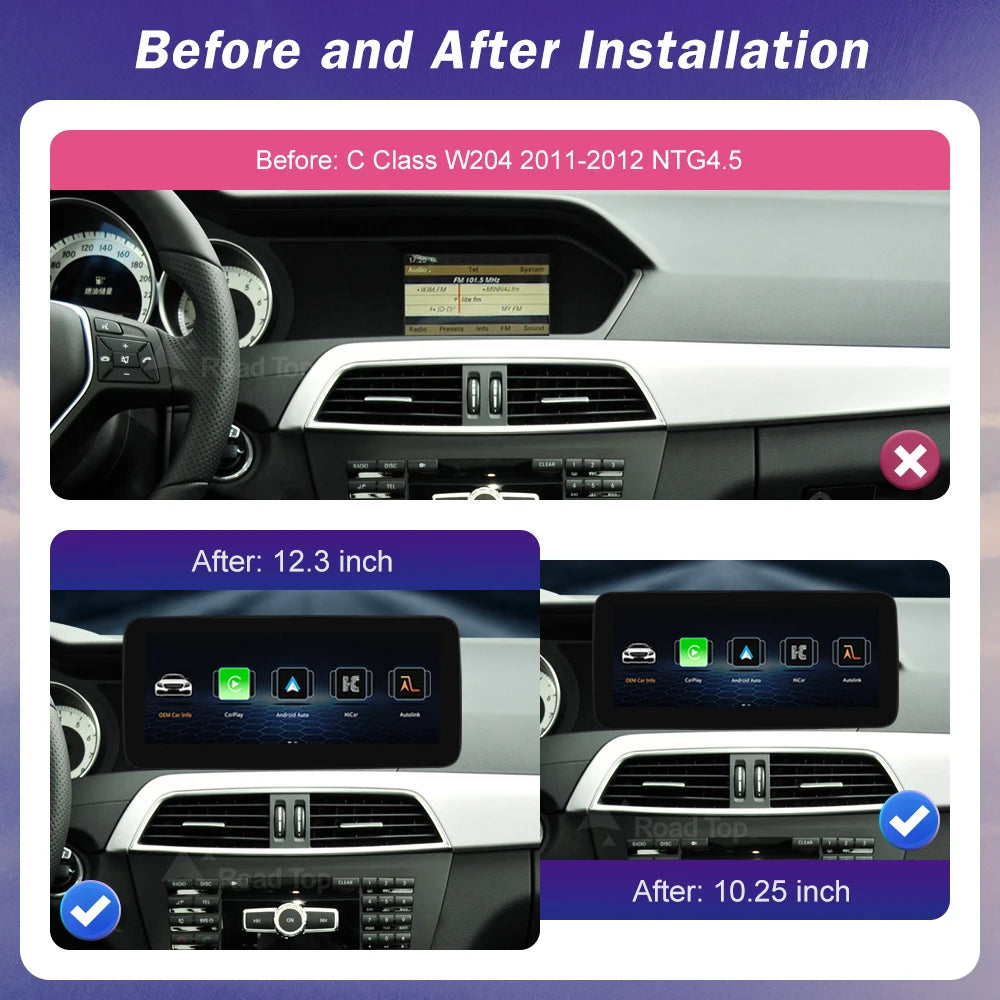 Wireless CarPlay Android Auto Touch Screen for Mercedes Benz A C Class W204 W176 GLA CLA 2 | AUTOKITSHOP
