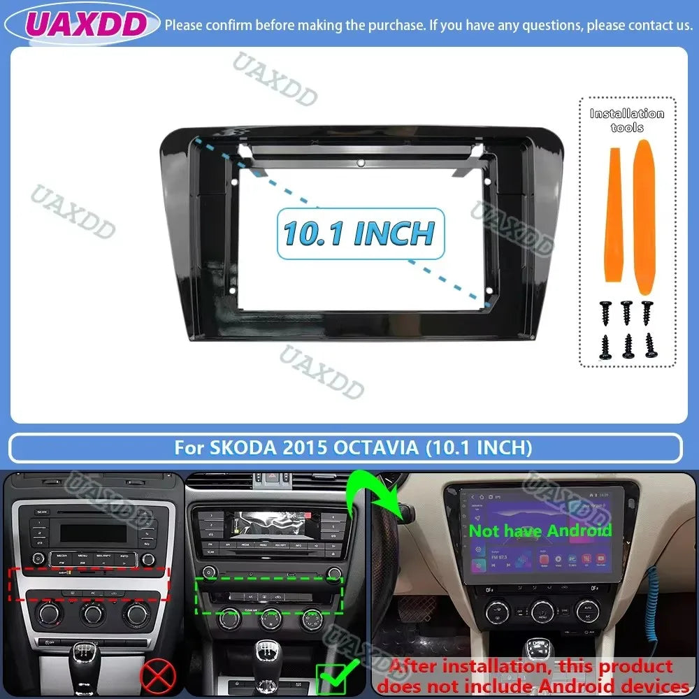 For 2007-2015 SKODA OCTAVIA A7 10.1INCH 2 Din stereo radio Android frame panel fascia cabl