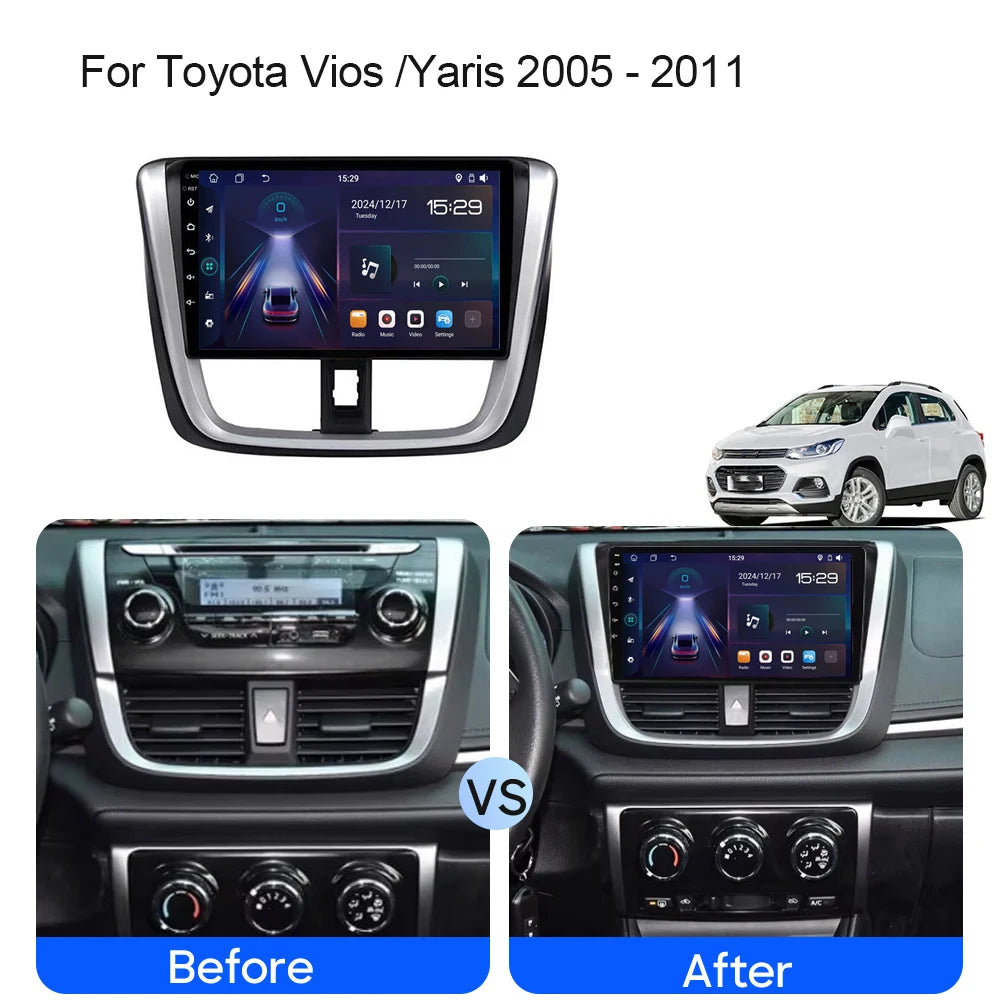Android 15 WIFI 5G Car Radio For Toyota Vios /Yaris 2005-2011 Auto Multimedia Carplay Play