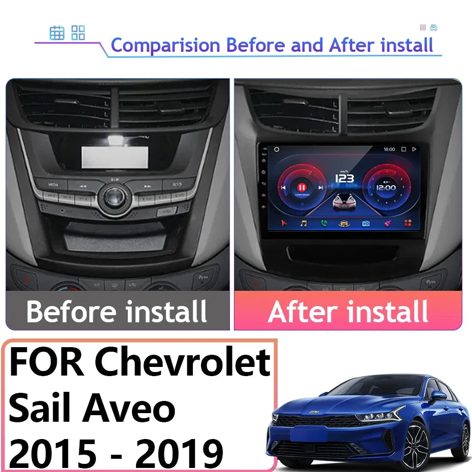 Carplay Ca Android Auto Radio For Chevrolet Sail Aveo 2015 -2019 Stereo Multimidia Player