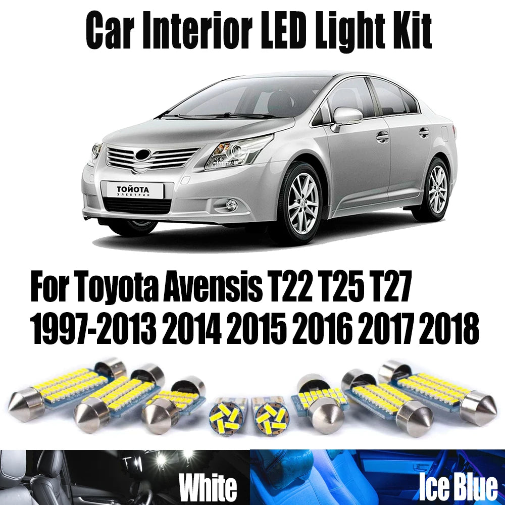 LED Interior Light Kit for Toyota Avensis T22 T25 T27 1997- 2016 - Canbus Dome Map Door Trunk Bulbs | AUTOKITSHOP