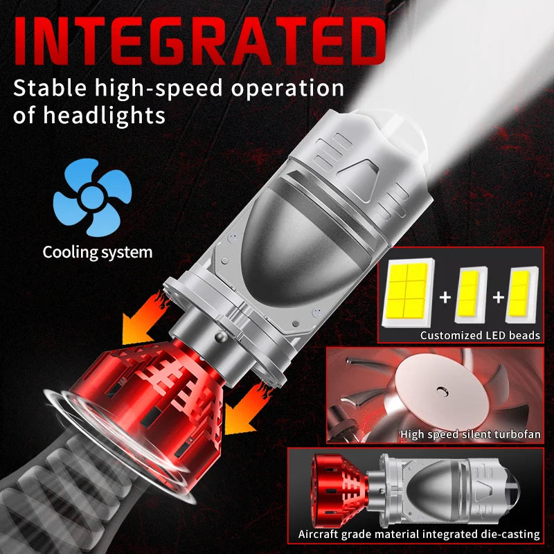 H4 LED Projector lens Car Headlights 150W 6000K 9003 HB2 Auto Lights Bulb H4 High Low Turb