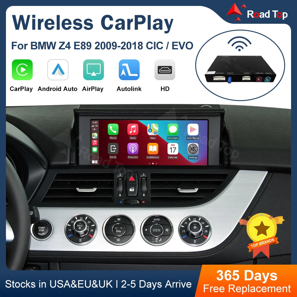 Road Top Wireless CarPlay Android Auto for BMW Z4 E89 CIC EVO System 2009-2018, with Airpl | AUTOKITSHOP