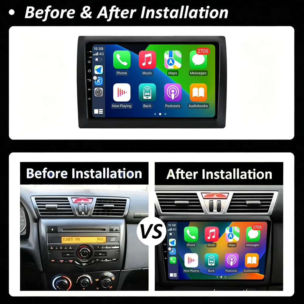 Android 16 For Fiat Stilo 2002-2010 Carplay Auto 4G+ WIFI GPS Car Radio Navigation Multime