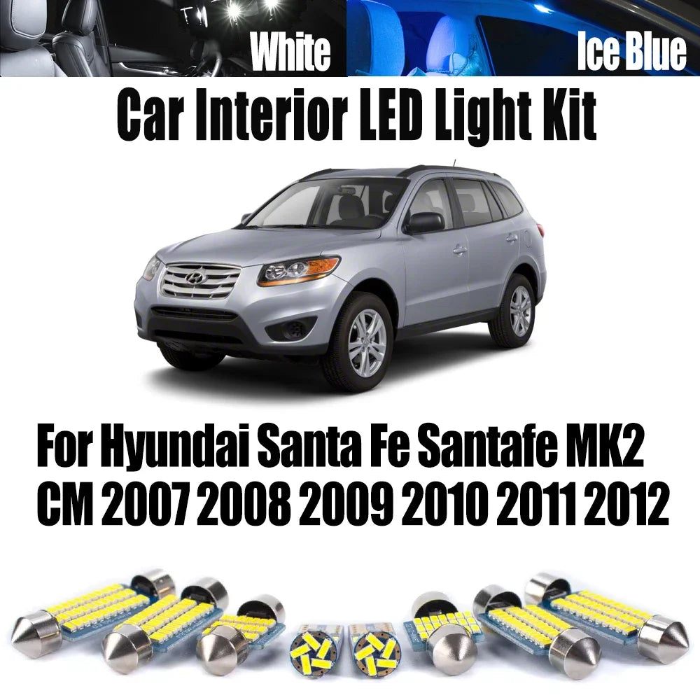 12-Piece LED Interior Light Kit for Hyundai Santa Fe Santafe MK2 CM - Canbus Error-Free Bulbs | AUTOKITSHOP