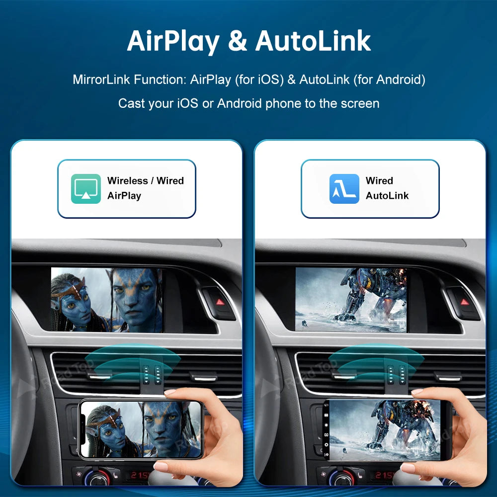Road Top Wireless CarPlay Android Auto for Audi A4 B8 A5 Q5 2009-2015, with AirPlay Mirror | AUTOKITSHOP