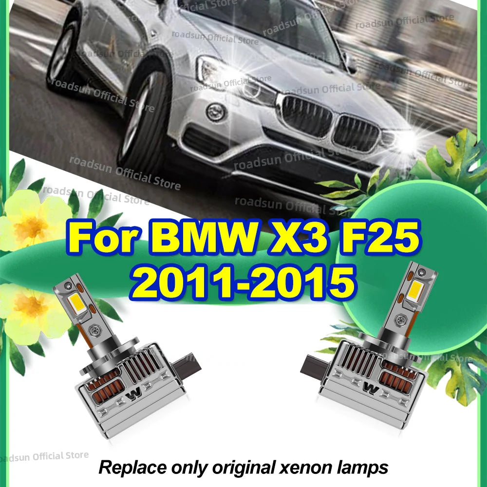 LED CANBUS Headlight Bulbs Replace Xenon Lights 6000K Lamps For BMW X3 F25 2011 2012 2013
