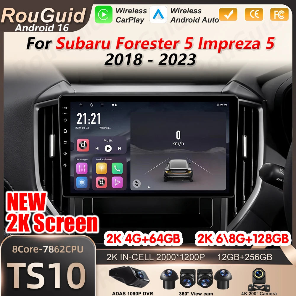 Android 16 Auto Car Radio For Subaru Forester 5 Impreza 5 2018 2019 2020 2021 2022 2023 Mu | AUTOKITSHOP
