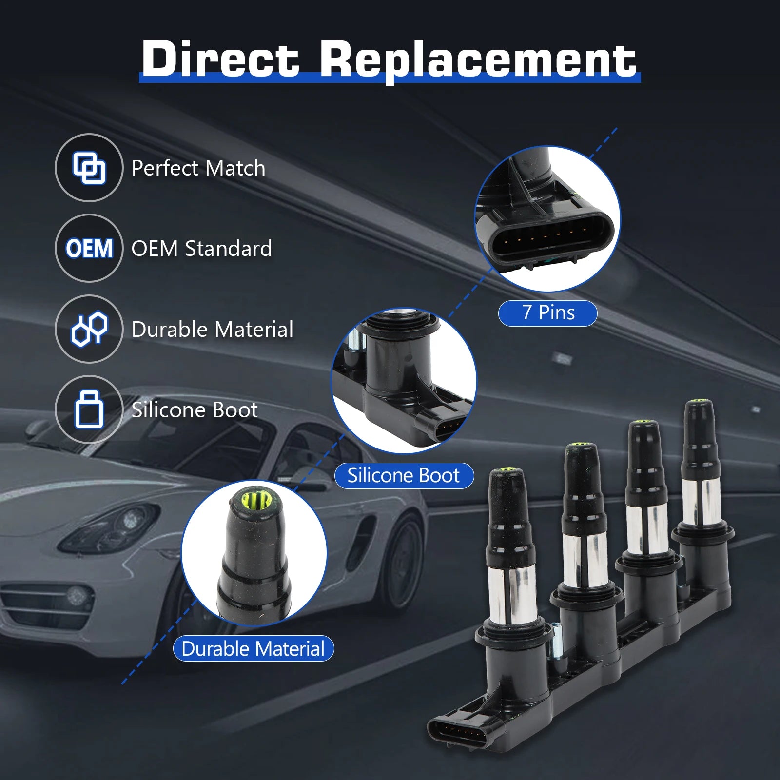 Ignition Coil+4Pcs Iridium Spark Plug UF620 5C1703 96476983 55561655 52-2058 610-00180 For