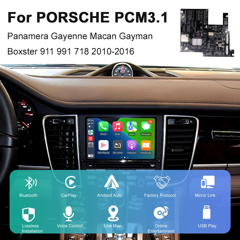 AUTOABC Wireless Carplay Android Auto Module Adapter For PCM3.1 System Porsche Panamera Ca