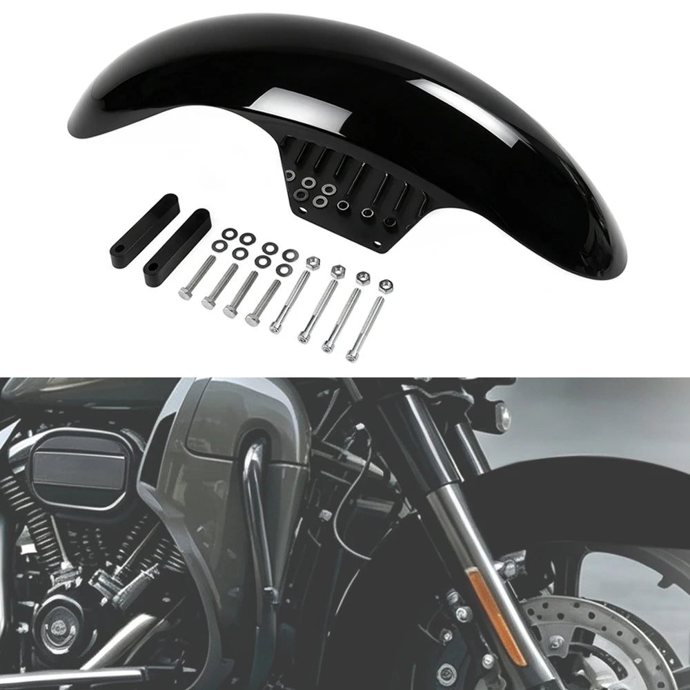 Motorcycle Gloss Black 21" Wrap Front Fender Mudguard For Harley Touring Street Road Glide Road  - Automotive LED Light