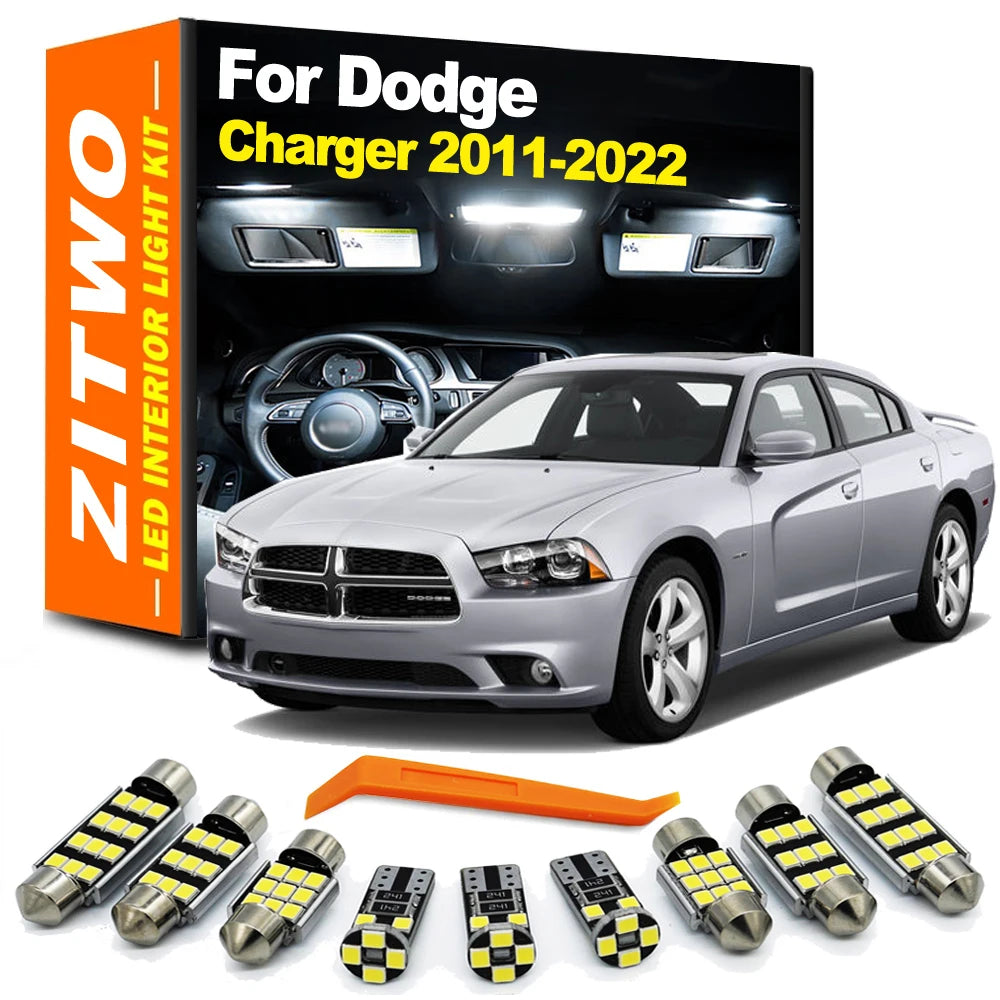 ZITWO 15Pcs Canbus LED Bulb Interior Dome Map Door Sun Visor Light Kit For Dodge Charger 2011-2016 2017 2018 2019 2020 2021 2022