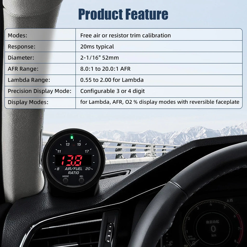 For 30-0300 X-Series AFR Wideband LSU 4.9 Lambda Meter Oxygen Sensor Controller Gauge Car 02 Air - Automotive LED Light