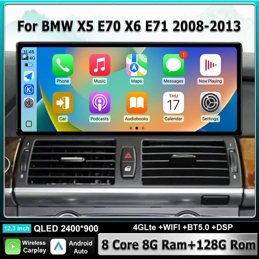 For BMW X5 E70 X6 E71 2008-2013 CCC CIC Android 16 Car Auto Multimedia Stereo Android Auto
