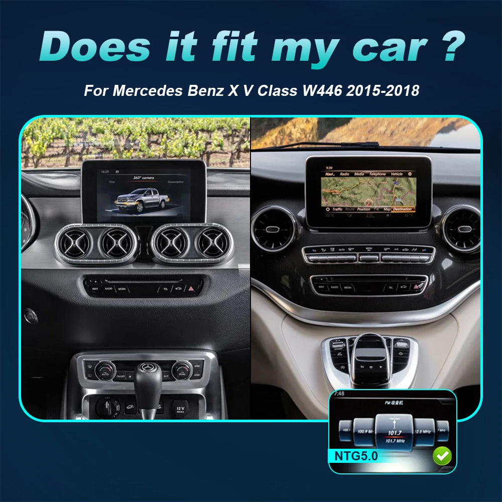 Auto Android 14 Car Screen Player For Mercedes Benz X V Class W446 W447 2015-2018 Wireless