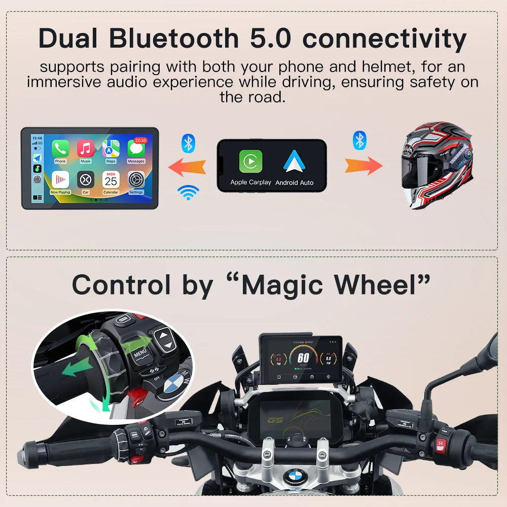 6 inch Screen For BMW Motorcycle R1200GS R1250GS R1300GS ADV S1000XR F850 Wireless CarPlay | AUTOKITSHOP