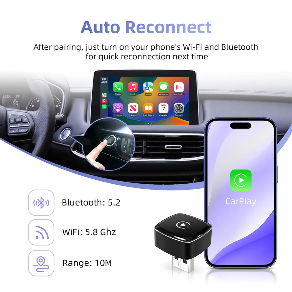 LEXXSON New Wireless Android Auto Adapter Smart Mini Box Plug And Play Universal For VW To | AUTOKITSHOP
