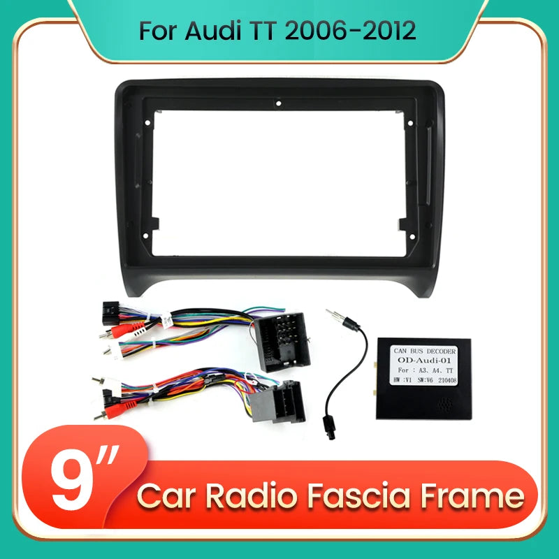 For Audi TT MK2 8J 2006 2007-2012 9inch Car Frame Fascia Adapter Canbus Box Decoder Harnes