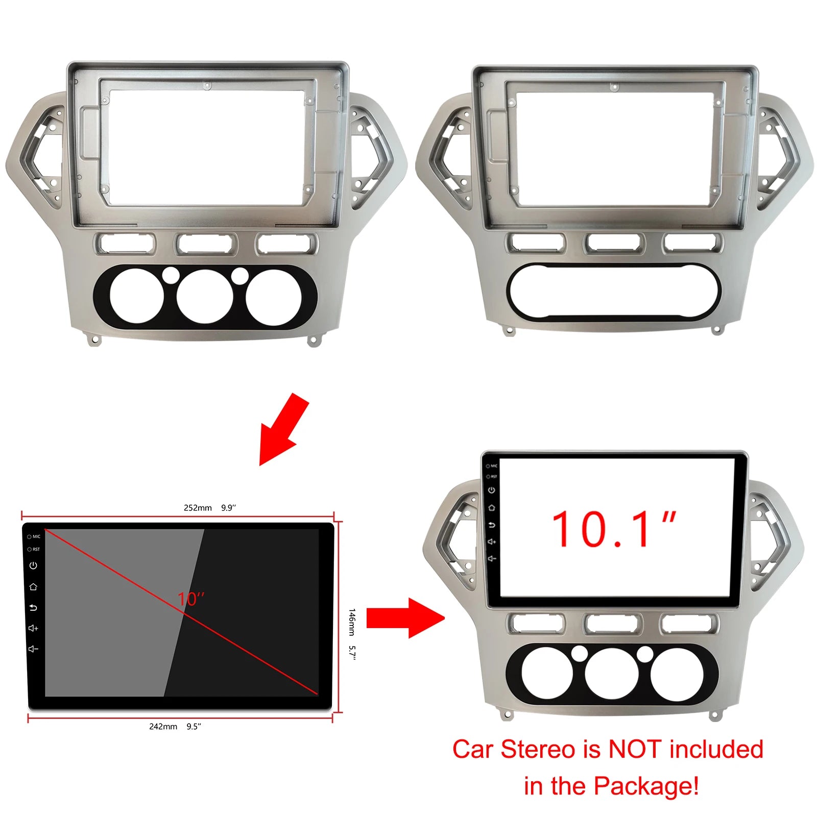 Car Fascia Trim Kit For Ford Mondeo 4 2006 2007 2008 2009 2010 Double Din Car Radio DVD Fr | AUTOKITSHOP