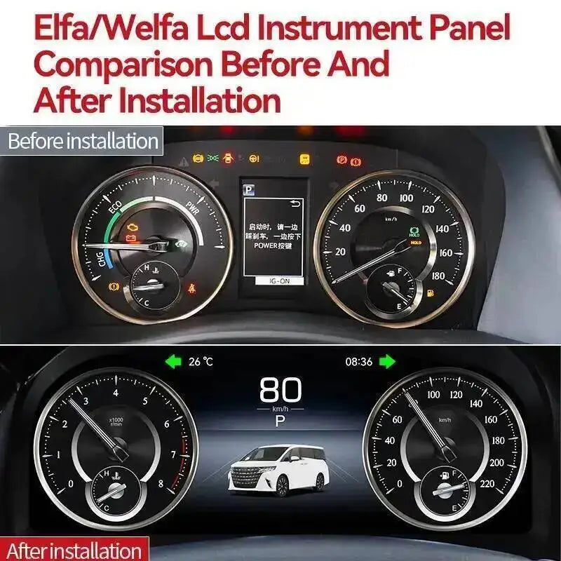 12.3" LCD Digital Cluster Instrument Panel Virtual Cockpit for TOYOTA Alphard 30 A30 Vellf | AUTOKITSHOP